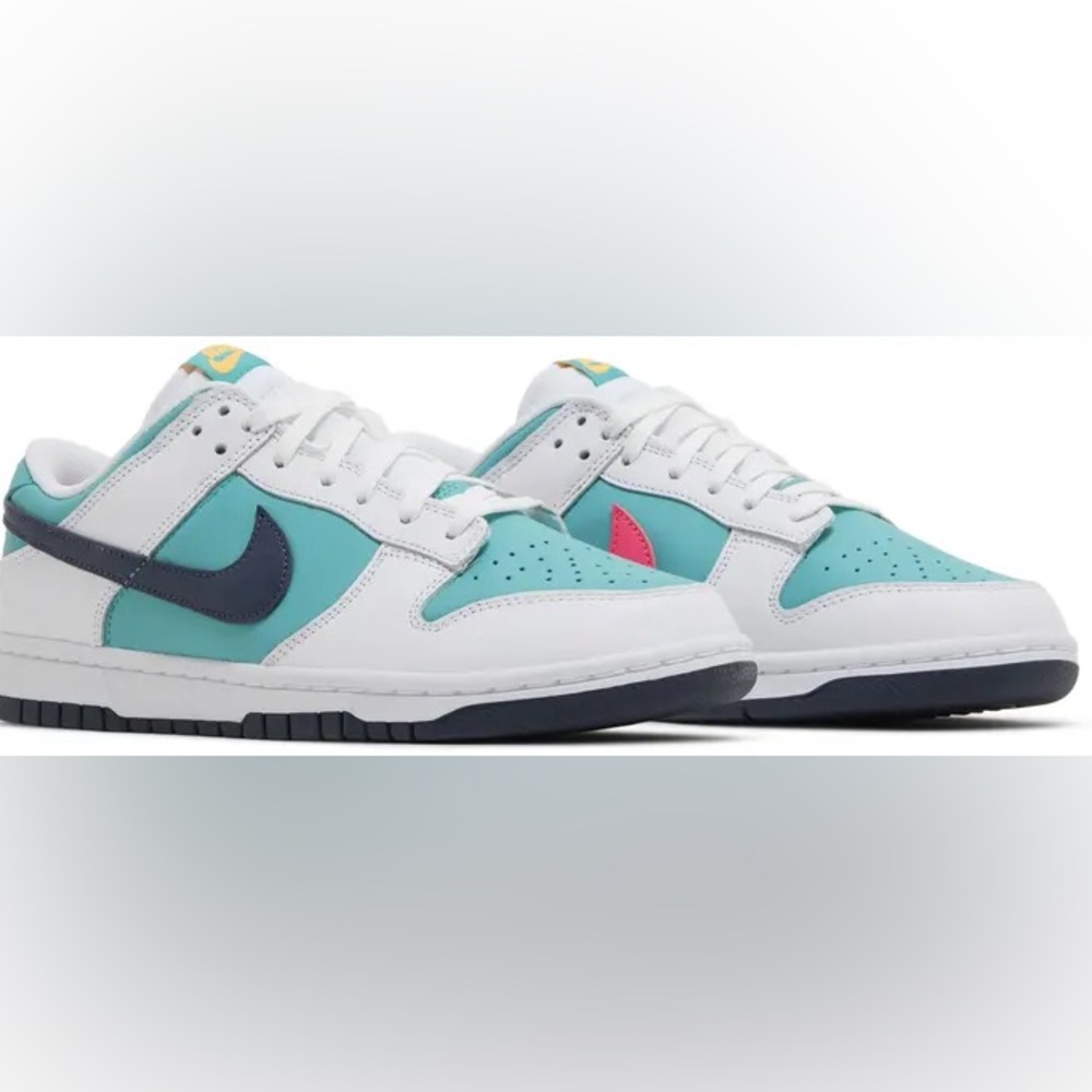 Nike Dunk Low Retro Box in teal, navy, and pink - Picture 2 of 7